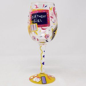Lolita Birthday Girl Artisan Hand Painted Wine Glass Happy Colorful Party Gift